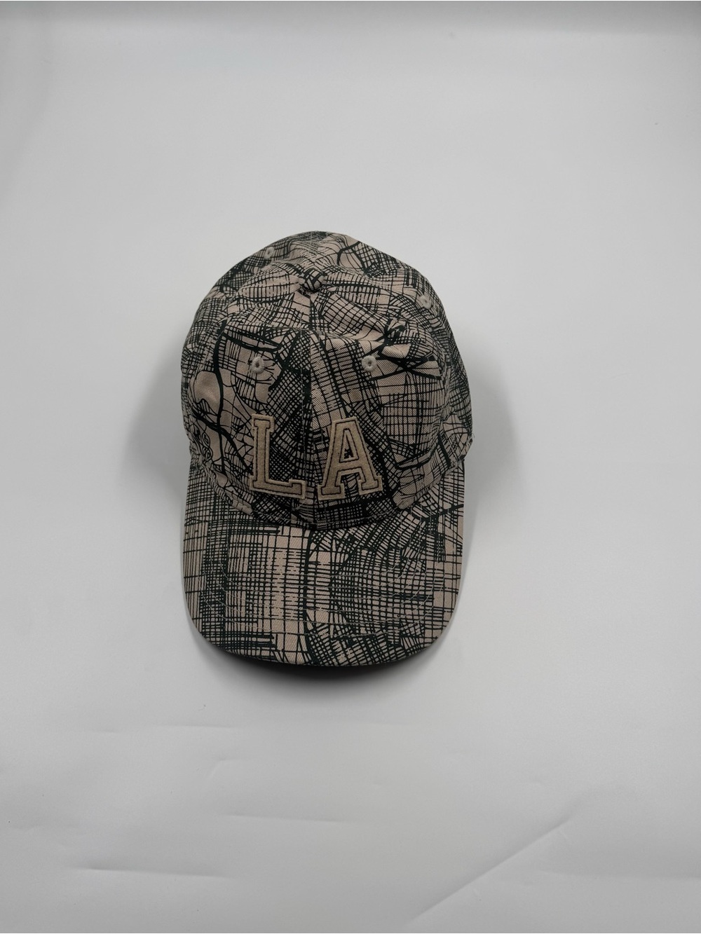 LA Logo Printed Baseball Cap - Beige & Black